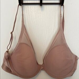 Elegant Sheer Mesh Underwire Bra - Nude